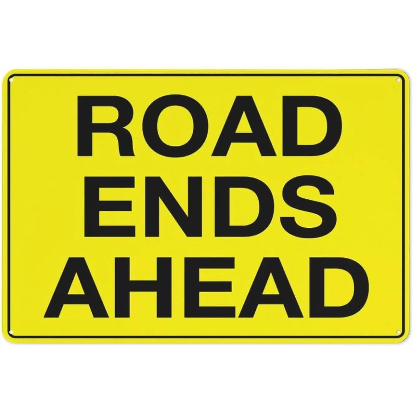 Road Ends Ahead Sign 12 X 8 Inches Reflective Aluminum Metal Warning Signage With Symbol For Indoor Outdoor Use