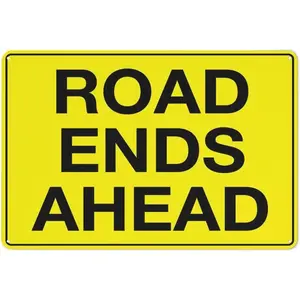 Road Ends Ahead Sign 12 X 8 Inches Reflective Aluminum Metal Warning Signage With Symbol For Indoor Outdoor Use