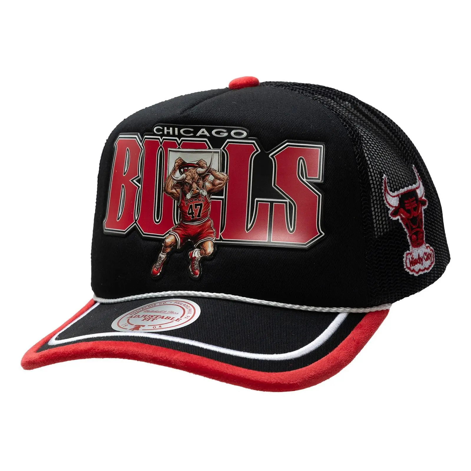 Chicago Bulls M&N x LRG Black Hardwood Classics Wild Art Trucker Adjustable Hat NBA Throwback Cap Fan Gear Mitchell & Ness