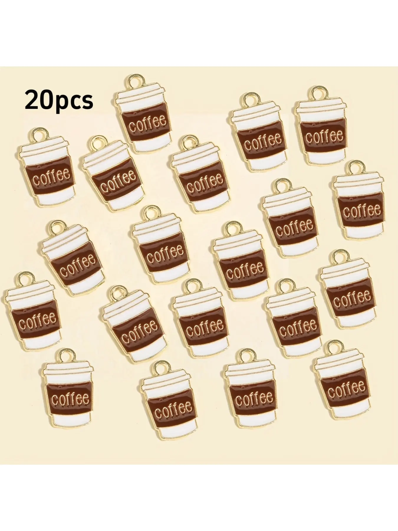 20 Gold Oil Drop Coffee Cup Pendants Art Charms for Coffee Lovers Creative Bead Decoration Jewelry Making Supplies DIY Craft Gift Metal Charms