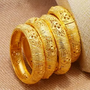 24K Elegant Gold Plated Open Bangle Bracelet Set,Classic Vintage Style,Jewellery Accessories,Perfect for Daily Wear,Special Occasions,As a gift for Valentine's Day and Mother's Day,All Season Fashion Jewelry outdoorfun