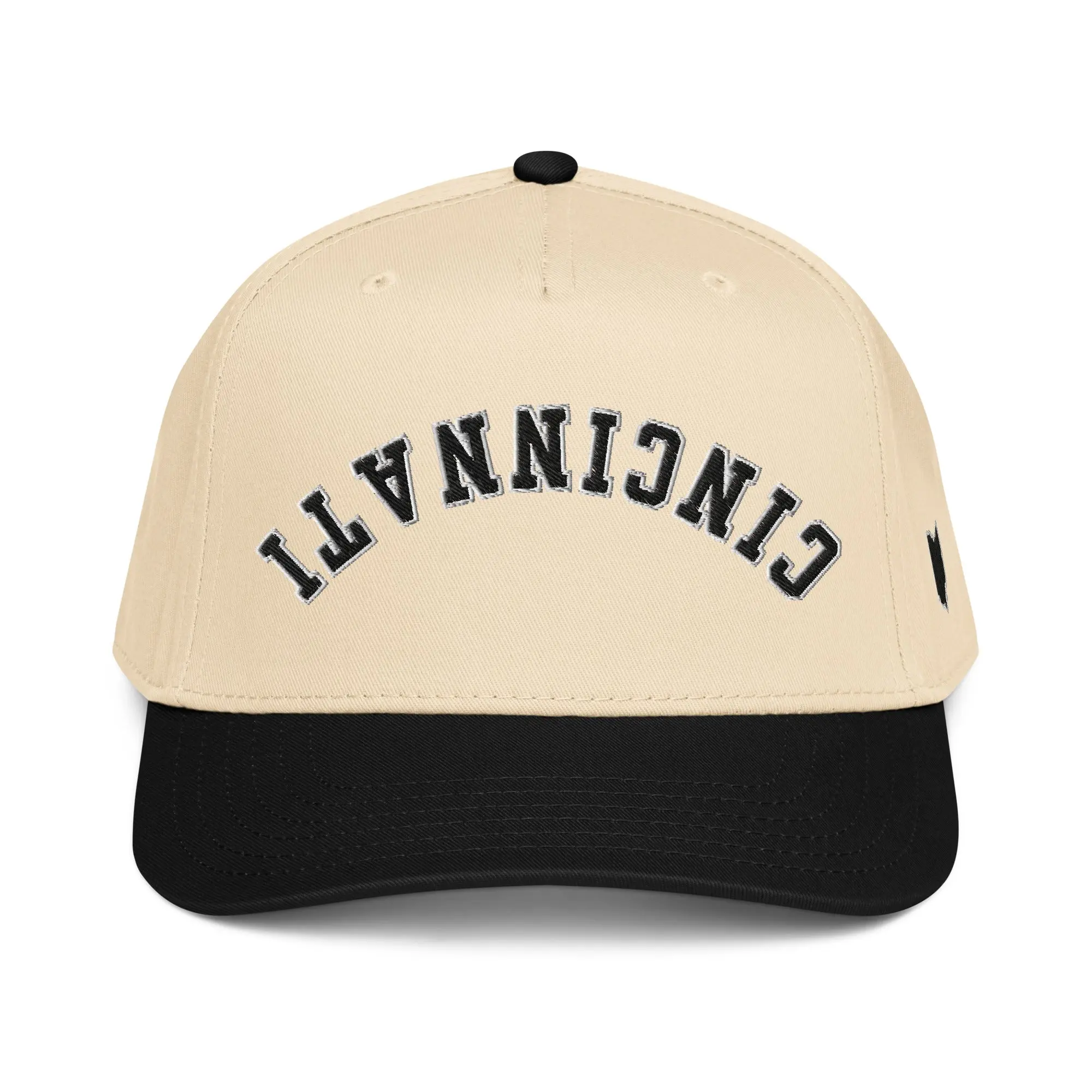 Upside Down Black & White Curved Cincinnati Hat