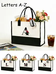 26 Letter Print Tote Bag, Stylish Square Bag, Handbag, Shoulder Bag, Fashion Versatile, Business Casual, Ideal Gift for Family Friends, Anniversary Birthday Festival Outdoor