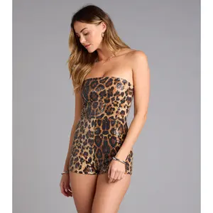 Untamed Leopard Sequin Tube Romper