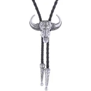 Bolo Tie for Men Western Cowboy Leather Necktie Rope Cord Pendant Necklace Braided Jewelry for Women