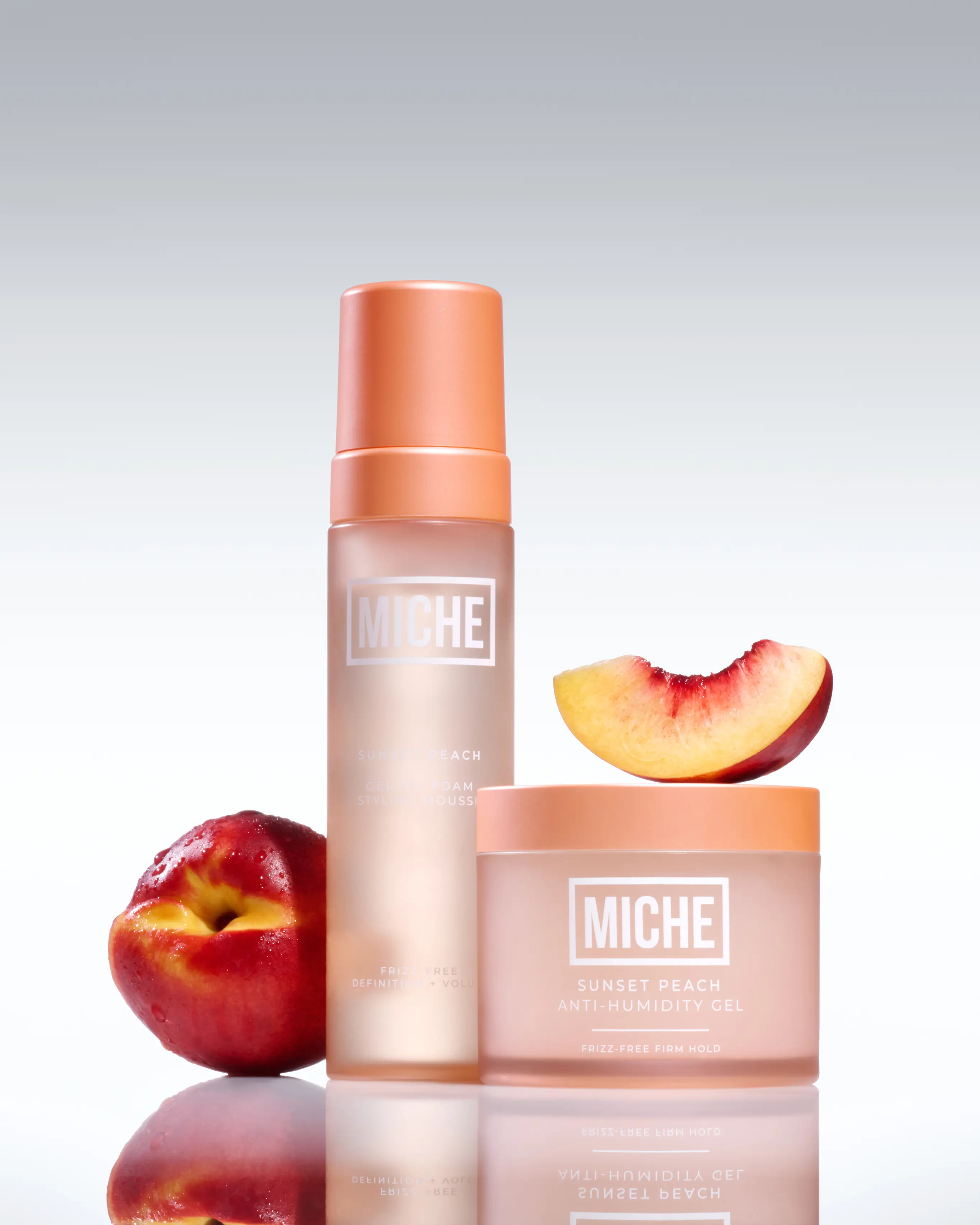MICHE Sunset Peach Anti-Humidity Gel & Gel-to-Foam Styling Mousse DUO