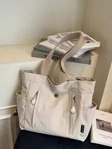 Women's Lightweight Large Capacity Tote Bag, Multi-Pocket Commuter Bag, Versatile Casual Shoulder Bag, Fashion Handbag for Daily Use, Fashionable Tote Bag, Lightweight Work Tote