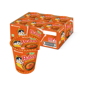 Buldak Pack of 6 Taco Spicy Hot Chicken Stir-Fried Cup Noodles