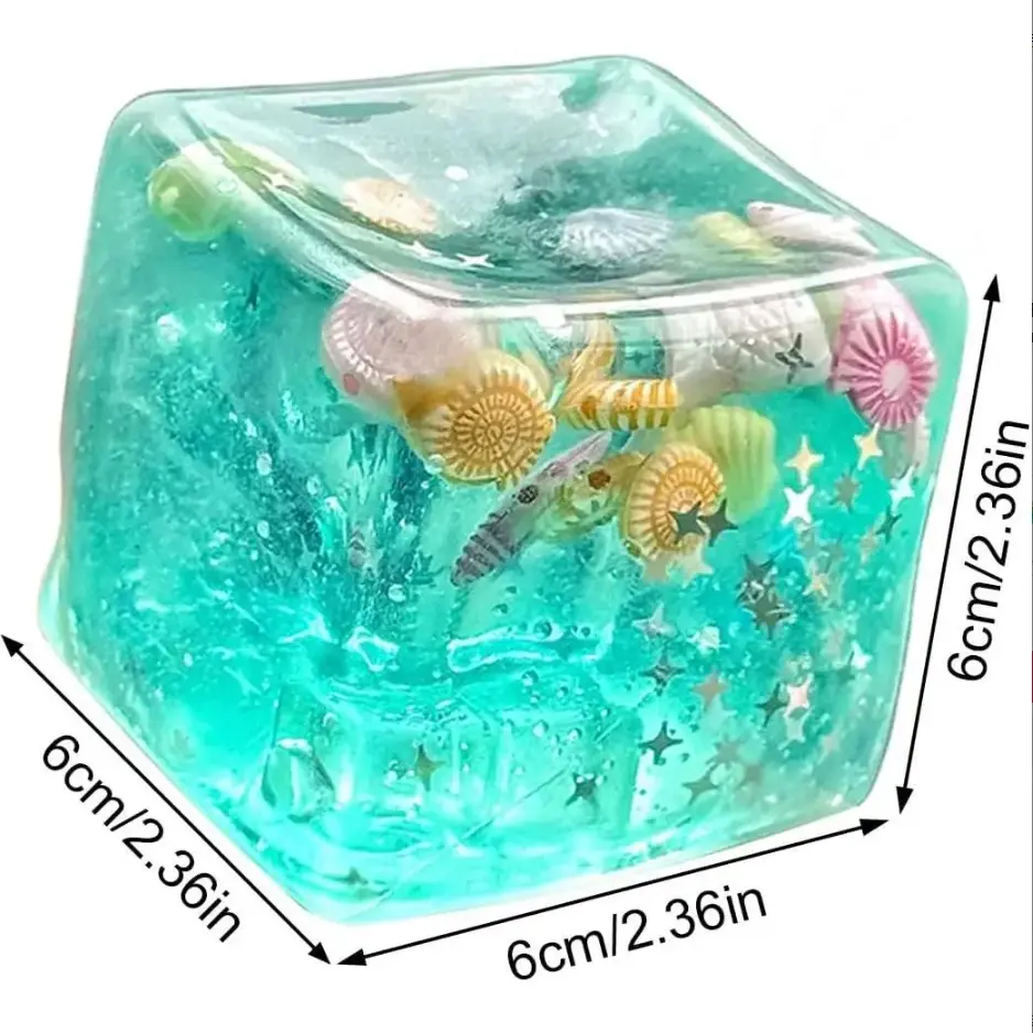 Ocean-themed cube squeeze toy, gel ice cube squeeze toy, slow-rebound “maltose” ice sphere stress-relief toy, portable office stress-relief toy; unisex, suitable for holiday gifting.