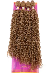 Highlight Honey Blonde Afro Kinky Curly Synthetic Hair Weave 4 Bundles 16 18 18 20 Inches Jerry Curl Synthetic Hair Weft Extensions