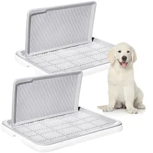 Dog Potty Toilet with Removable Splash Wall Pet Indoor Dog Mesh Training Toilet Portable Training Pee Pads Holder Litter Box with Pee Wall for Puppy, Pet （19.88 × 15.35 ）