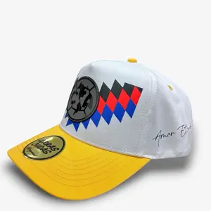 American Plate-Style Headwear, White and Yellow Color Combo Premium Plate Logo Adjustable Snapback Hat