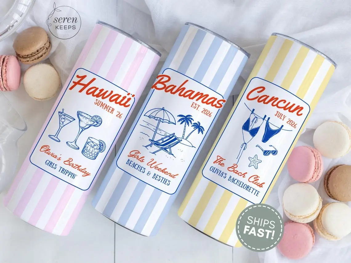 Custom Girls Trip Tumbler, Personalized Vacation Tumbler, Custom Name Tumbler, Beach Trip Matching Gift, Travel Tumbler, Stainless Steel Cup