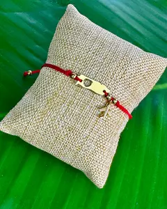 Adjustable Red String Bracelet with PR Heart & Plane Charms