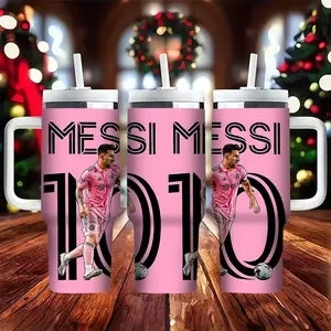 1pc Messi 10 Large Capacity Car Water Bottle, 40oz Stainless Steel Vacuum Insulated Cup, Mug, with Handle - Durable and reusable travel cup, suitable for coffee, tea, etc. - Perfect for fans to carry around, for daily use, and hydration during workouts