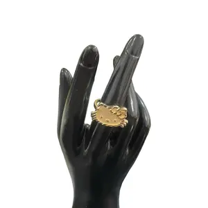 Gold Plated 18k HK Face Ring - Elegant Design for Women, High-Quality Craftsmanship, Perfect for Everyday Wear, Timeless Jewelry Piece