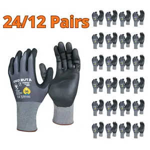 24 Pairs Cocoruta PIP - Cocoruta Work Gloves - Heavy-Duty Knee Pads for Work | Work Gloves Ultimate 34874 Foam Nitrile Palm Coated Gloves