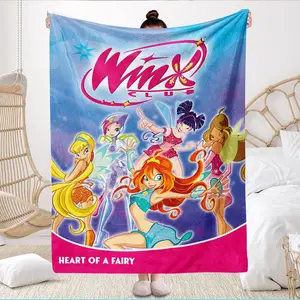 Winx Club Plush Blanket, Soft and Comfortable, Perfect for Home, Bedroom, Sofa, Picnic, Travel, Office, Holiday Gift, Fan Gift