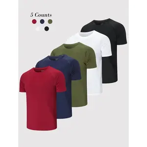 Men's Plain Raglan Sleeve Sports Tee, Quick Drying Breathable Round Neck?T-shirt, Casual Tops for Gym Workout Running, Men's Sportswear, Summer Outfits,?National Day Offers