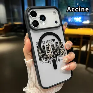 Compatible with iPhone 17 Pro Max 16 Plus 15 14 13 12 11 XR Air E Magnetic  Case Glam Camo Mama Acrylic Back TPU Edges Clear Shockproof Air-Guard Corners Cellphone Cover for Boy