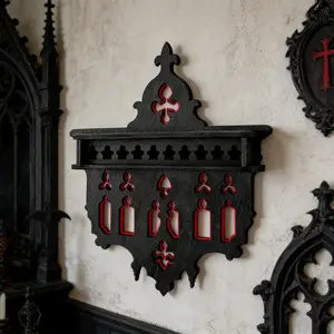 Gothic Cathedral Carved Shelf, Wood Wall Mounted Shelf, Decorative Display Stand for Crystals Candles Mystical Decorations, Victorian Gothic Home Decor