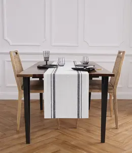 French Stripe Table Runner Tablecloth-   100% Pure Linen All Seasons Dining Decorative  Dinner Napkins
