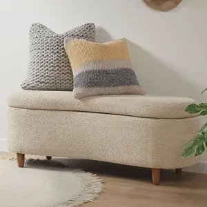 Bailey 48 Inch Wide Taupe Upholstered Flip Top Storage Bench for Entryway or Bedroom