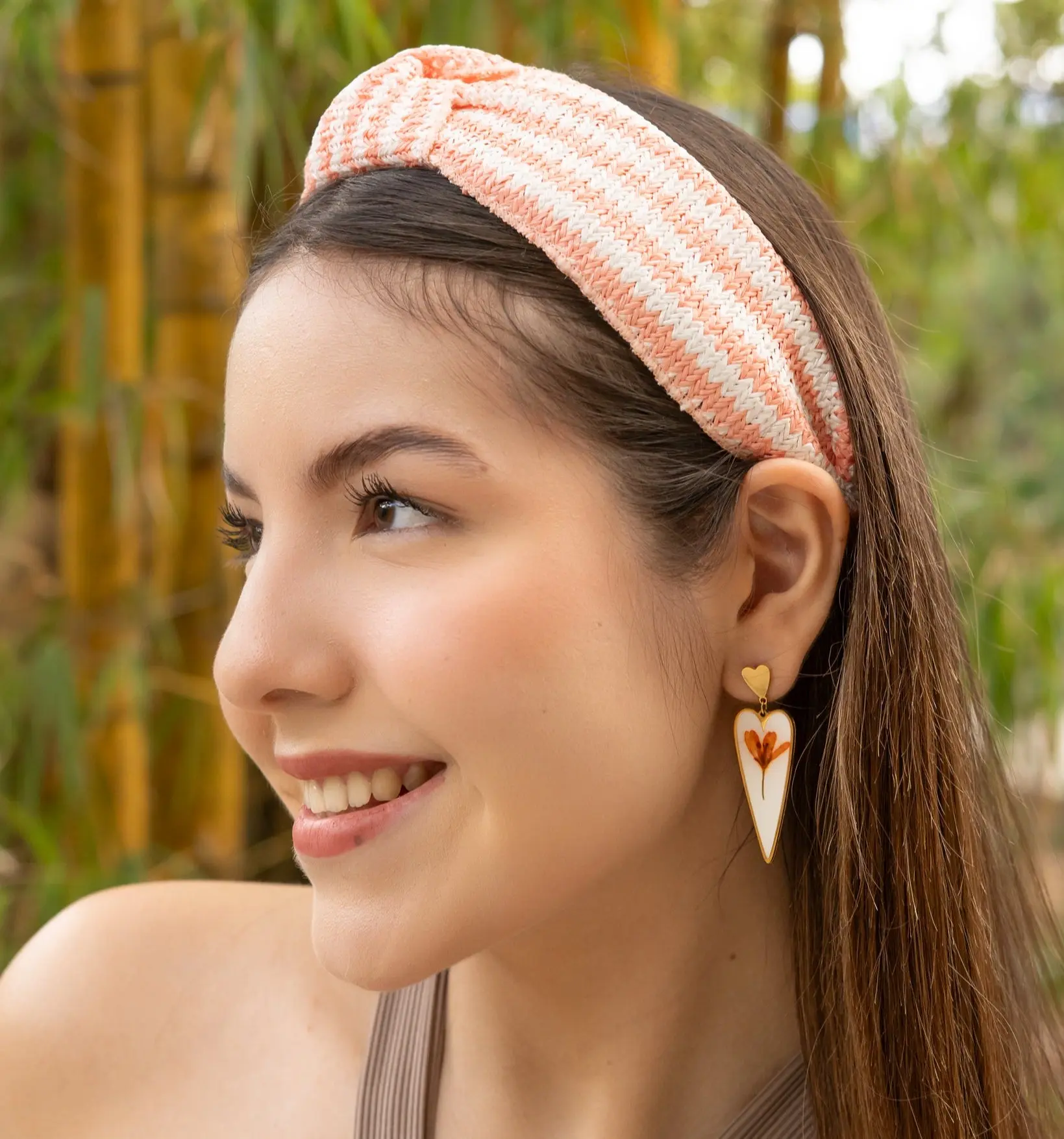 Blush Peach Raffia Knot Headband