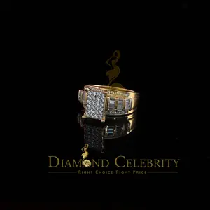 DiamondCelebritees 925 Sterling Yellow Silver 1.31ct Cubic Zirconia Cinderella Womens Rings Size 8