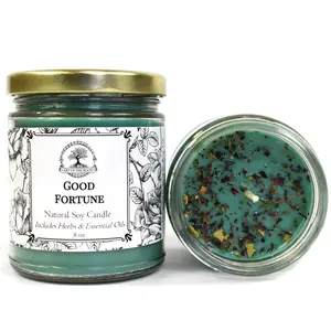 Good Fortune Soy Candle for Abundance, Blessings, Luck, & Wishes