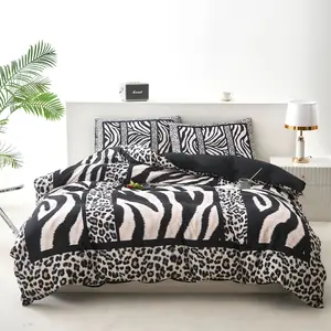 3-piece 3D Printed Bedding Set 1 * Duvet Cover + 2 * Pillowcases, Coreless, Zebra and Leopard Print Bedding Set, Soft, Comfortable, Breathable Room Decoration, Suitable for Bedroom and Guest Room, Can Be Used as Valentine's Day Gift and Birthday Gift for