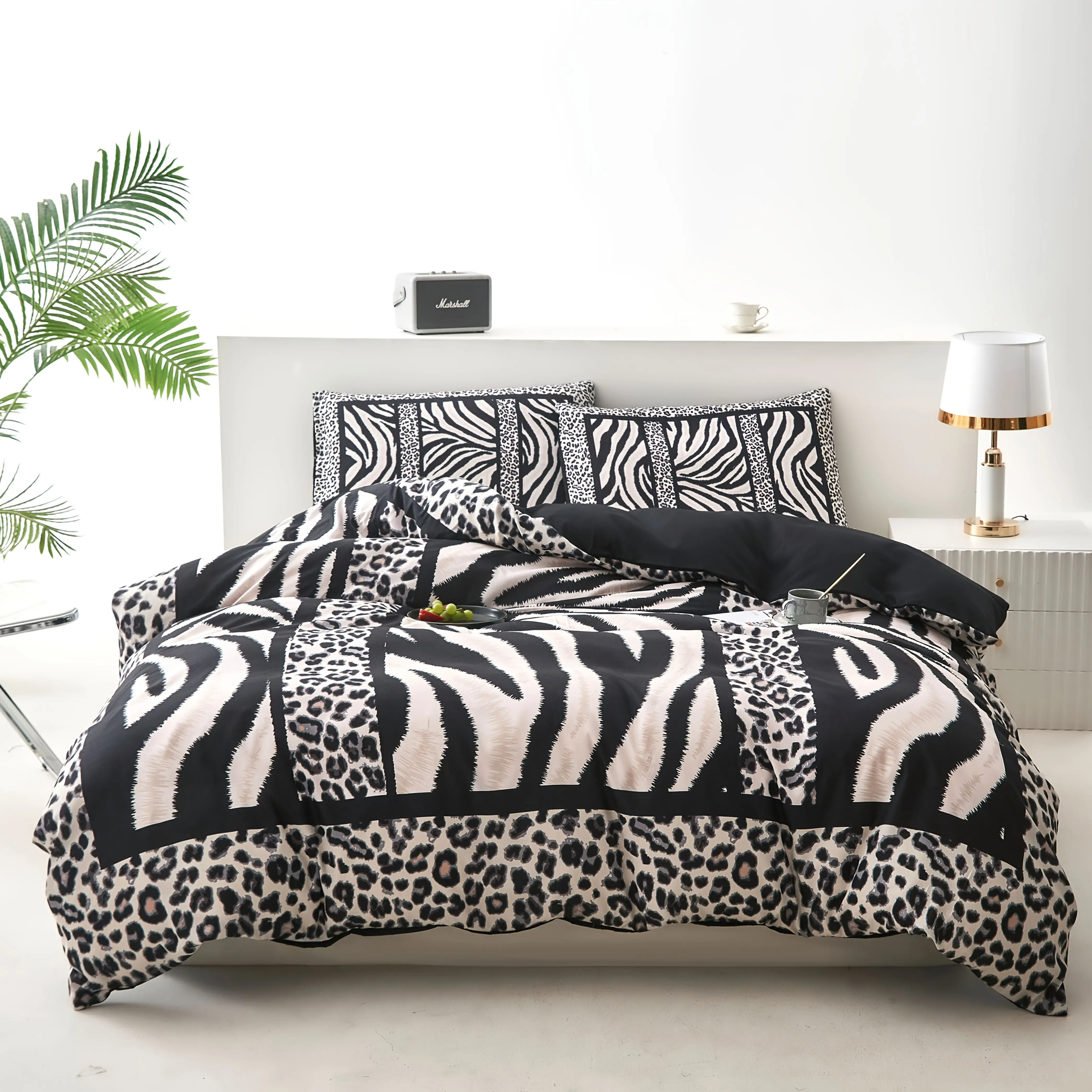 3-Piece 3D Printed Bedding Set - 1 Duvet Cover + 2 Pillowcases (Coreless), Polyester Animal Prints (Zebra, Leopard), Soft Breathable All Seasons Bedding, Ideal for Bedroom Decor, Valentine's/Birthday Gifts