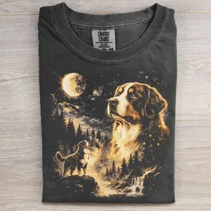 Bernese Mountain Howling to The Moon T-shirt, Vintage 90s Cute Dog Tee, Animal Lover Gift, Unisex Fit Design, Gift for Men and Women