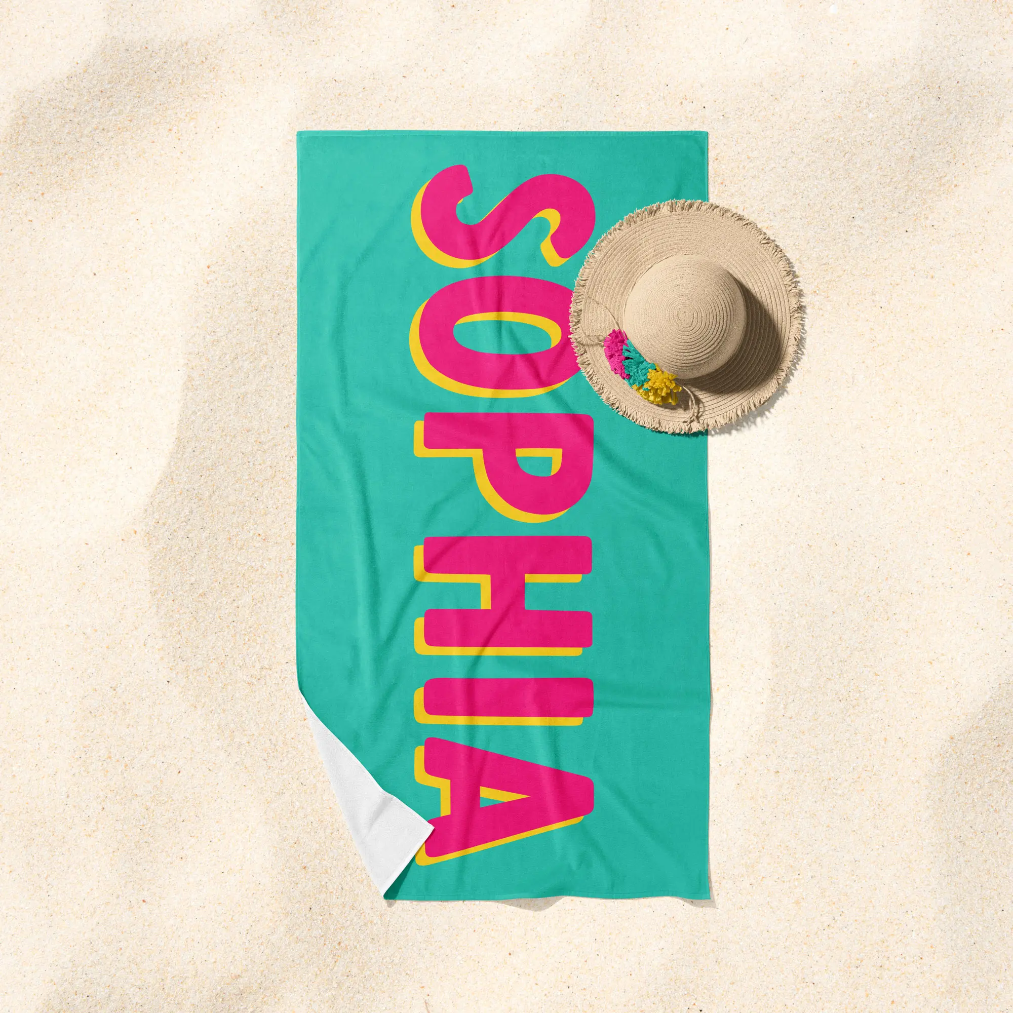 Swaddle and Nest, Personalized Beach Towel for Kids, Bright Colored Beach Towel, Custom Beach Towel, Tween Gifts, Cute Beach Towels, Kids Towel, Colorblock, Soft and Absorbent Cotton with Custom Name Option