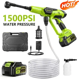 【SummerVibes】KEPEAK  1500PSI Portable Cordless Car Wash Spray Gun High Pressure Car Wash Jet Spray Head, Electric Cordless High Pressure Washer, for Valentine’s Day Gift SummerVibes
