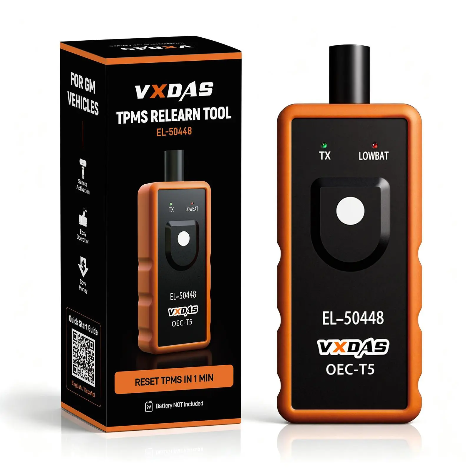 VXDAS EL-50448 Handheld TPMS Relearn Tool - 315/433 MHz Fast Relearn, GM-Only Tire Pressure Sensor Activation & Reset Diagnostic Tool for GM Group Vehicles (2006-2026) with Tire Pressure Light Fix Capability