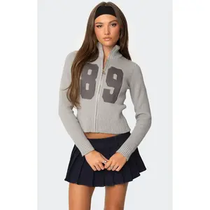 Edikted Women's 89 High Neck Zip Up Sweater