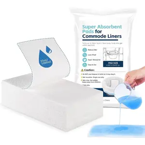 Super Absorbent Commode Pads, 50 Pack Bedside Commode Pads for Commode Liners Disposable, Portable Toilet Pads Bedpans for Adults Potty Bags Chair Bucket, Reduces Odor for Liquid