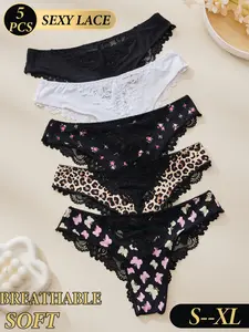 Women's Lace Underwear Set, Panties, Breathable Soft Comfort Design, Multiple Styles Available (, Floral, Leopard, Butterfly), S-Xl