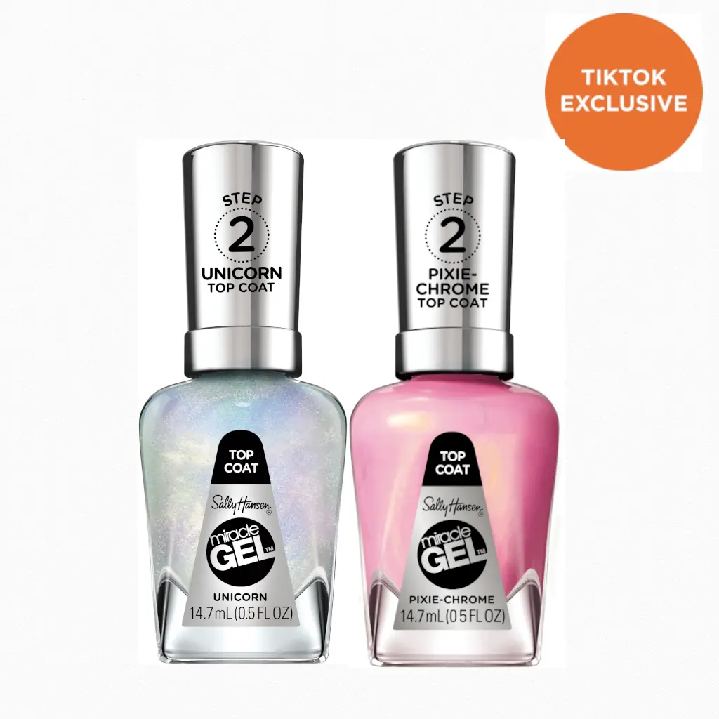Sally Hansen Miracle Gel Special Effect Top Coat Duo Bundle: Salon-Quality Gel-Like Polish