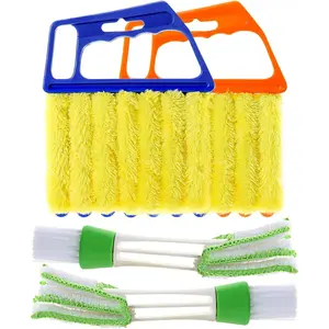 4PCS Window Blind Cleaner Duster, Washable 7 Finger Dust Brush, Air Vent & AC Cleaning Tool, Shutter Blinds Keyboard Dust Remover
