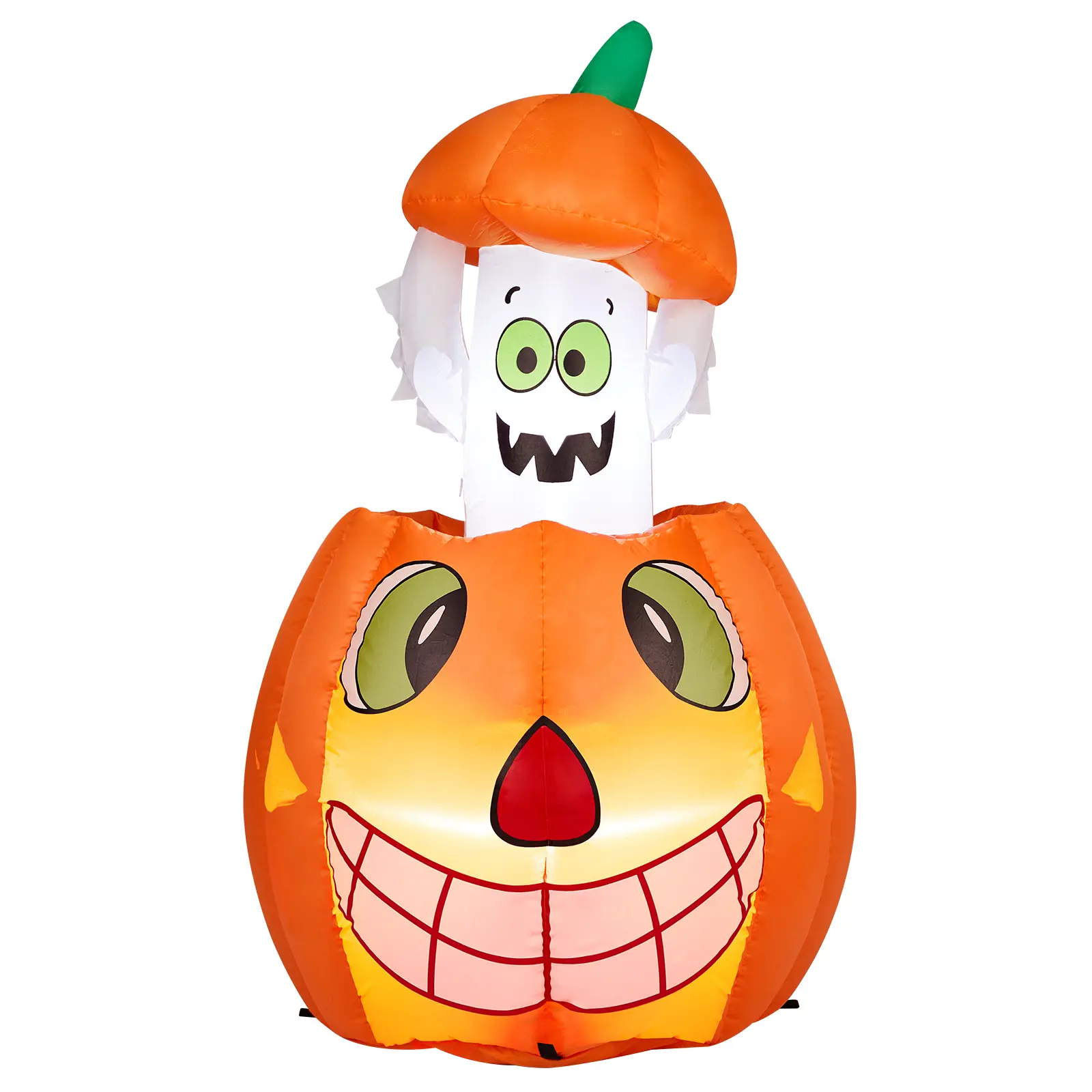 2.8 FT Animated Halloween Inflatable Pumpkin Ghost, Blow Up Yard Decor with Built-in White LED Lights, Weather-Resistant for Garden, Lawn Decorations