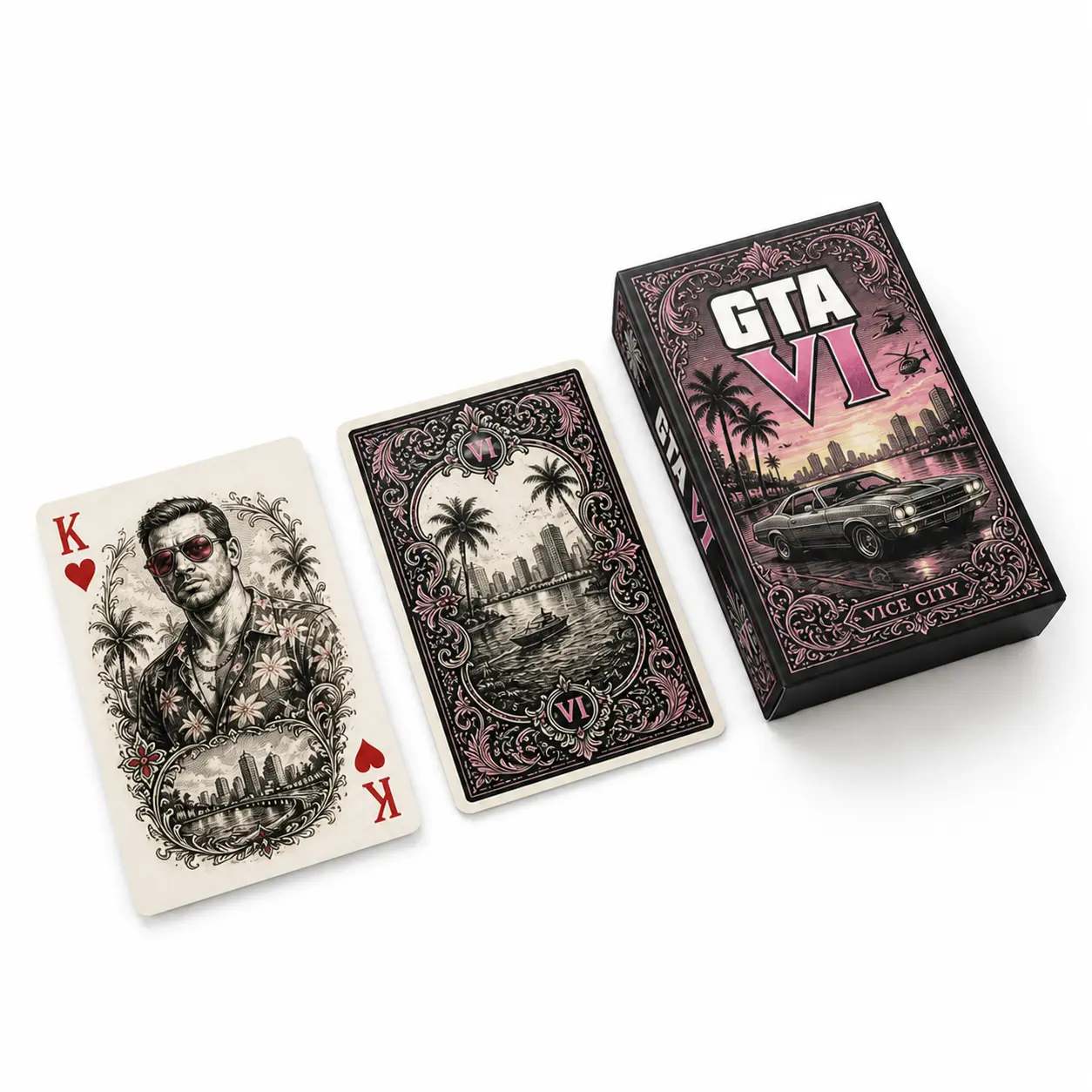 GTA VI Playing Cards, Lucia Jason Leonida Vice City Card Deck, Poker Night and Gaming Collection, Gift for GTA 6 Players and Open World Fans