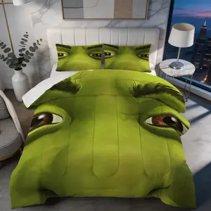 Shrek Pattern Comforter Set, Soft And Durable Bedding Set, Includes 1 Comforter And 1 Or 2 Pillowcases, Daily Holiday Birthday Gift Bedroom Decorations For Kids And Adults