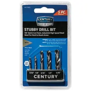 Century Drill & Tool CY17905 Stubby Hex Shank Drill - 5 Piece