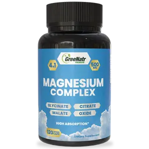 GreeNatr Magnesium Complex Supplement with Glycinate, Citrate, Malate & Oxide - Optimal Absorption for Improved Sleep, Energy Production Improved & Digestion - 120 Caps
