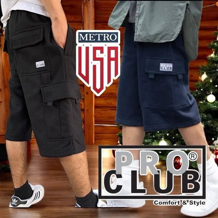 PROCLUB Men's Cargo Sweat Shorts - 60% Cotton 40% Polyester Fleece Casual Hip Hop Shorts with Drawstring Closure & Multiple Pockets for Ultimate Utility Elastic Menswear