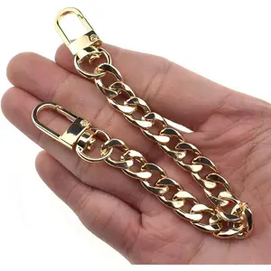 HAHIYO Purse Chain Strap 7.9 inches SPOT-ON Gold for Shoulder Cross Body Sling Purse Handbag Clutch Replacement Comfortable Flat 0.4' Wide Enough 2.4mm Extra Thick Metal 1 Pack