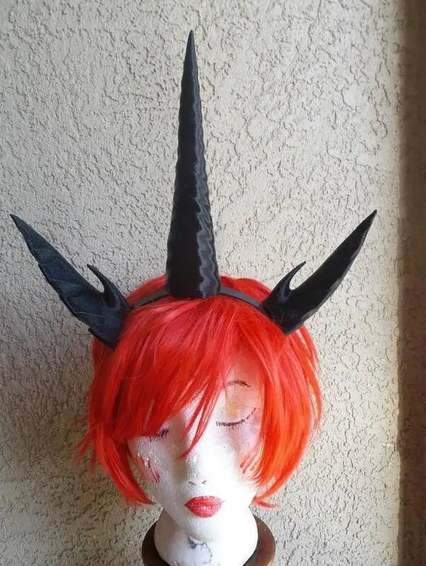 X Large Dragon Twist unicorn fantasy horn and ears horned headband 3D print Black changeling brony saber unicorn headband dragon horns