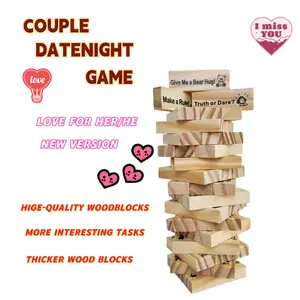 Stacking Block Tower Game for Dating Couples, Party Games for Adults & Fun Date Night Idea– Funny & Romantic Gifts for Him, Gifts for Friends & Family